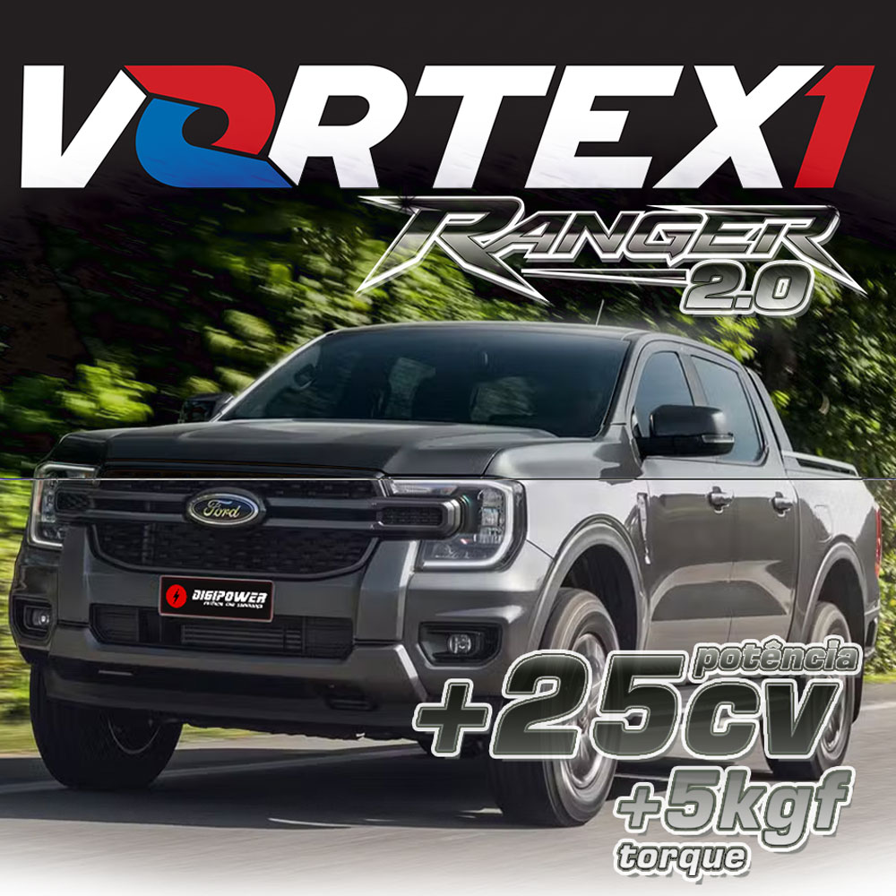 Chip de Potência Vortex1 para FORD RANGER 2.0 2024+ até +25cv de Potência e +5kgf de Torque
