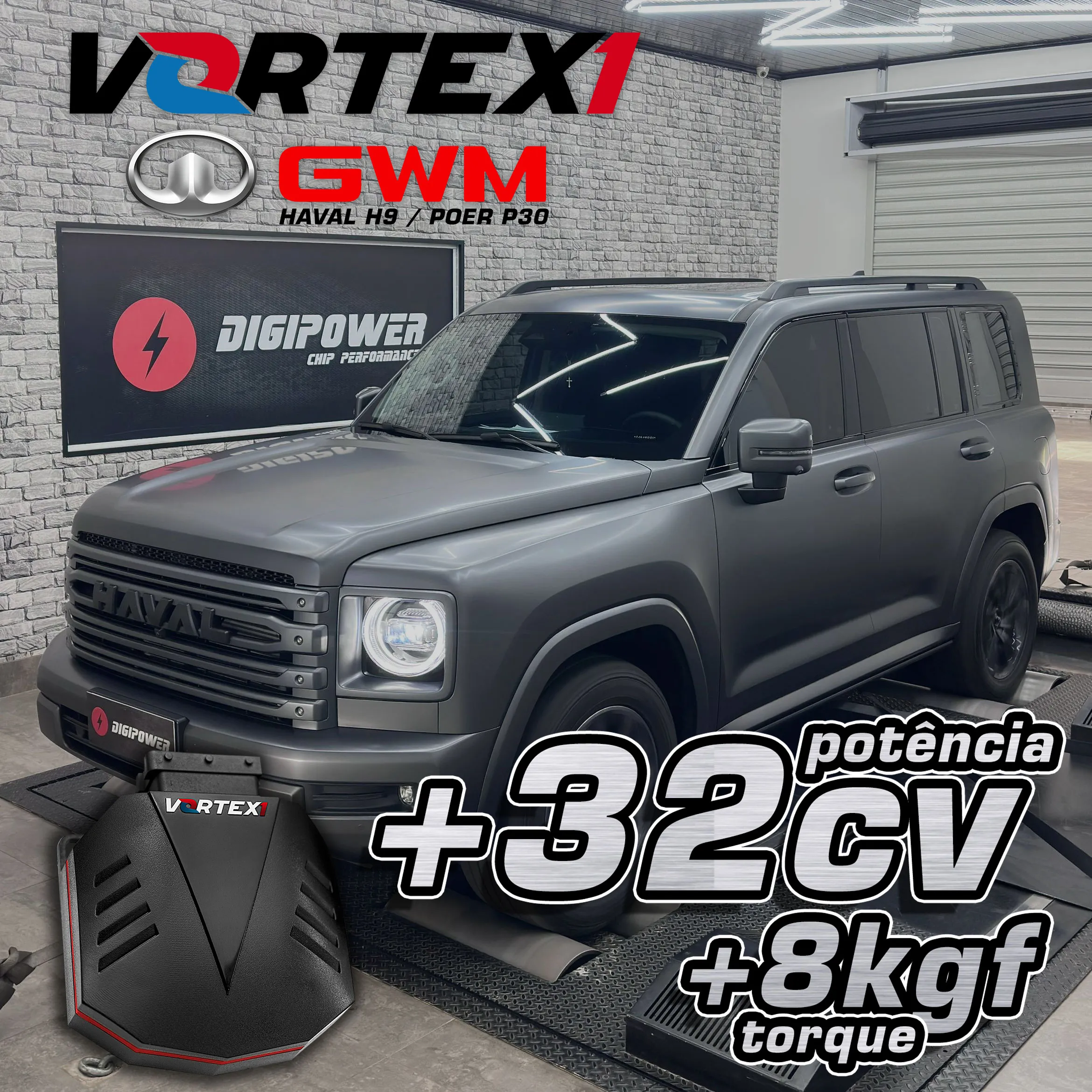Chip de Potência Vortex1 para GWM Haval H9 +32cv e +8kgf